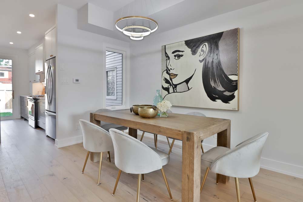 dining room with a wall art